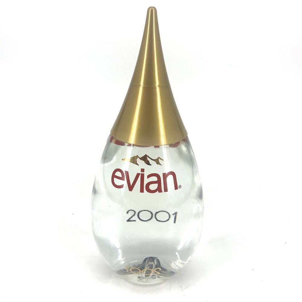 2001 Evian Collectible Water Bottle Vintage Glass